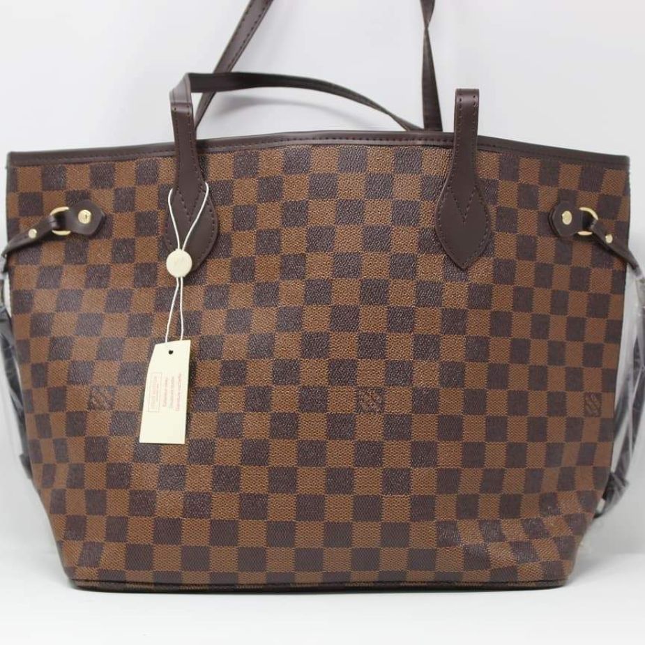 Louis Vuitton Neverfull Coffee Grid Tote With Wallet