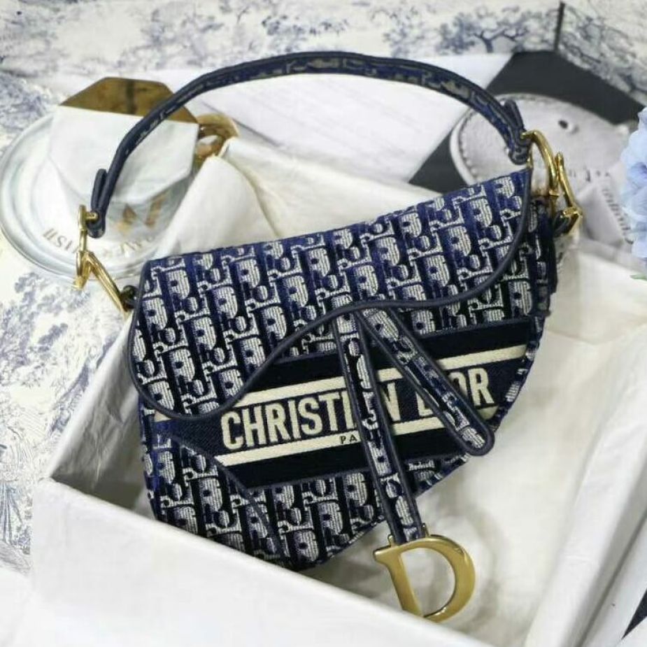 WhatsApp-Image-2021-05-25-at-14.10.49-e1621940211522-5b1fb283 Dior Oblique Deep Blue Canvas Saddle Bag (With Box)
