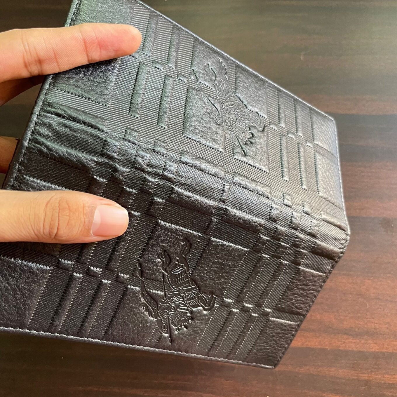 Burberry Embossed Leather Unisex Long Wallet