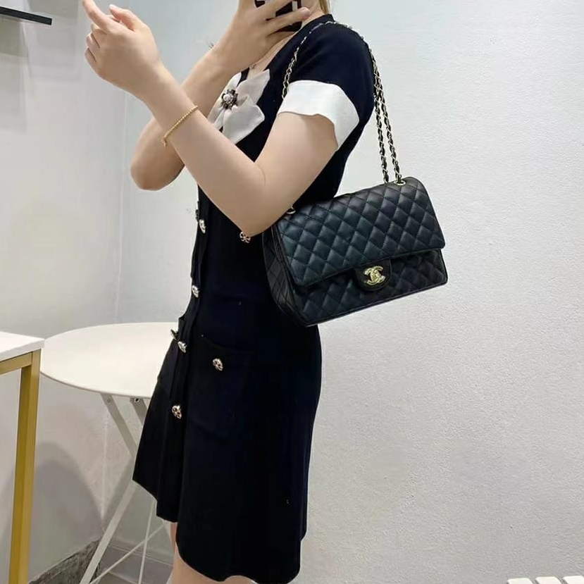 Chanel Jumbo Black Colour Sling Bag (With Box)