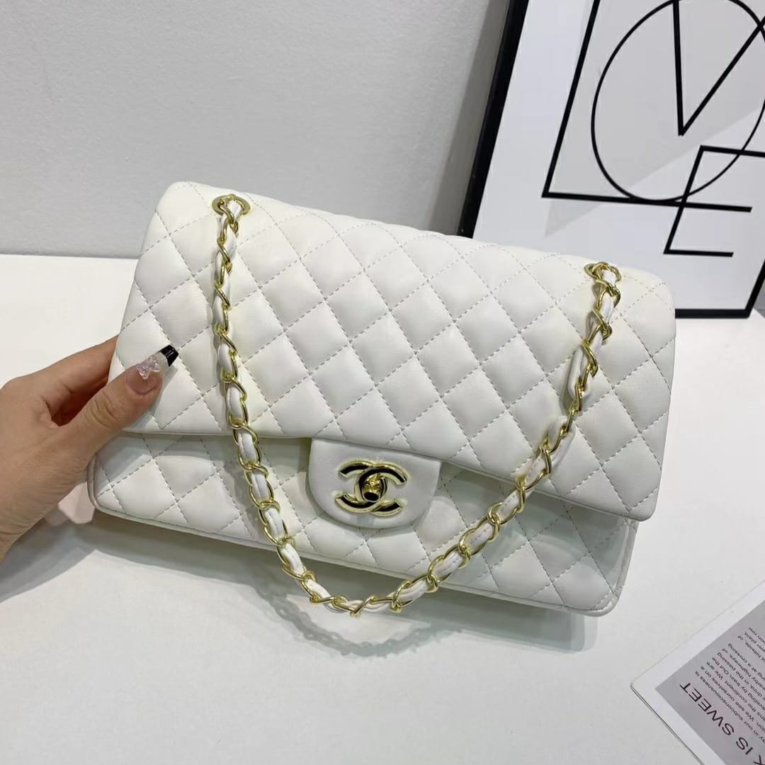 Chanel Jumbo White Colour Sling Bag (With Box)
