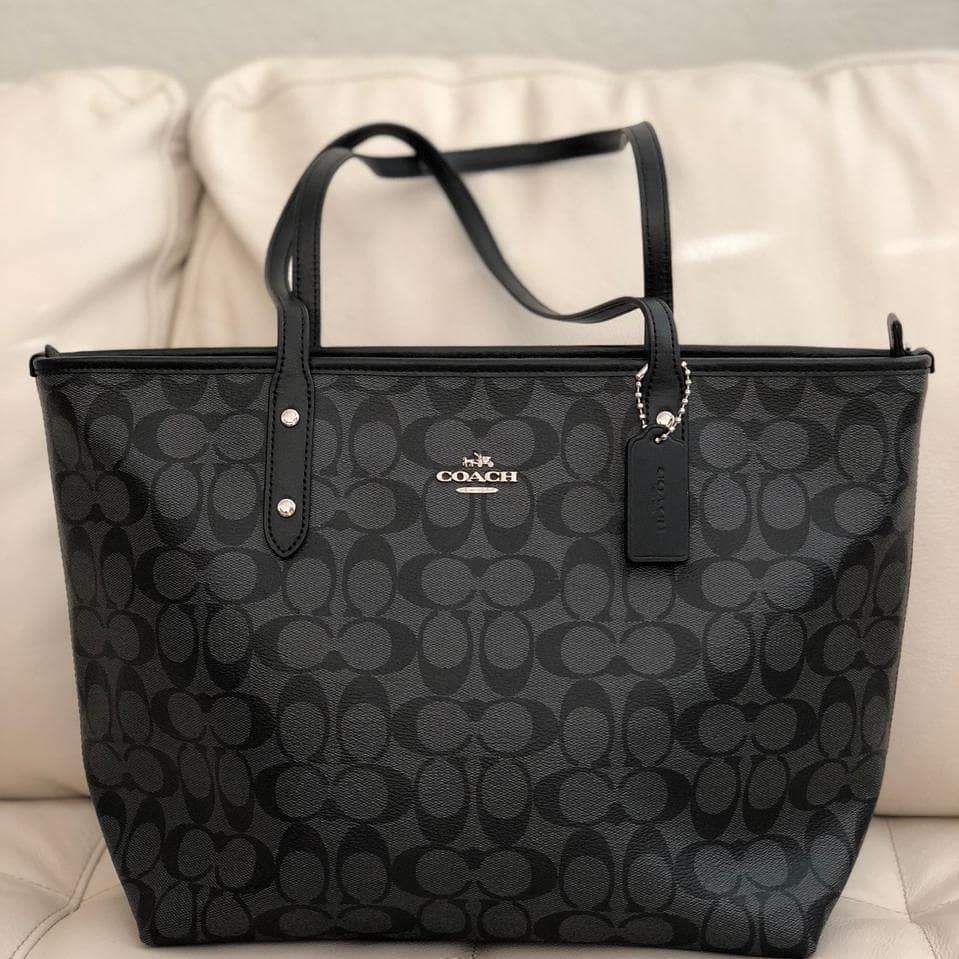1st-copy-coach-neverfull-black-color-tote-bag-11320581161018-5b65c8f2 Coach Black City Tote Bag (With Box)