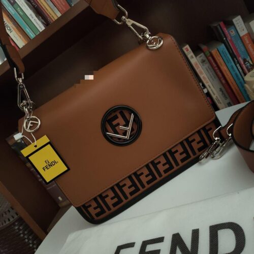 3ac6f472-1afd-440f-a39e-569d75145cf1 Fendi Kan I F Logo Brown Sling Bag (With Box)