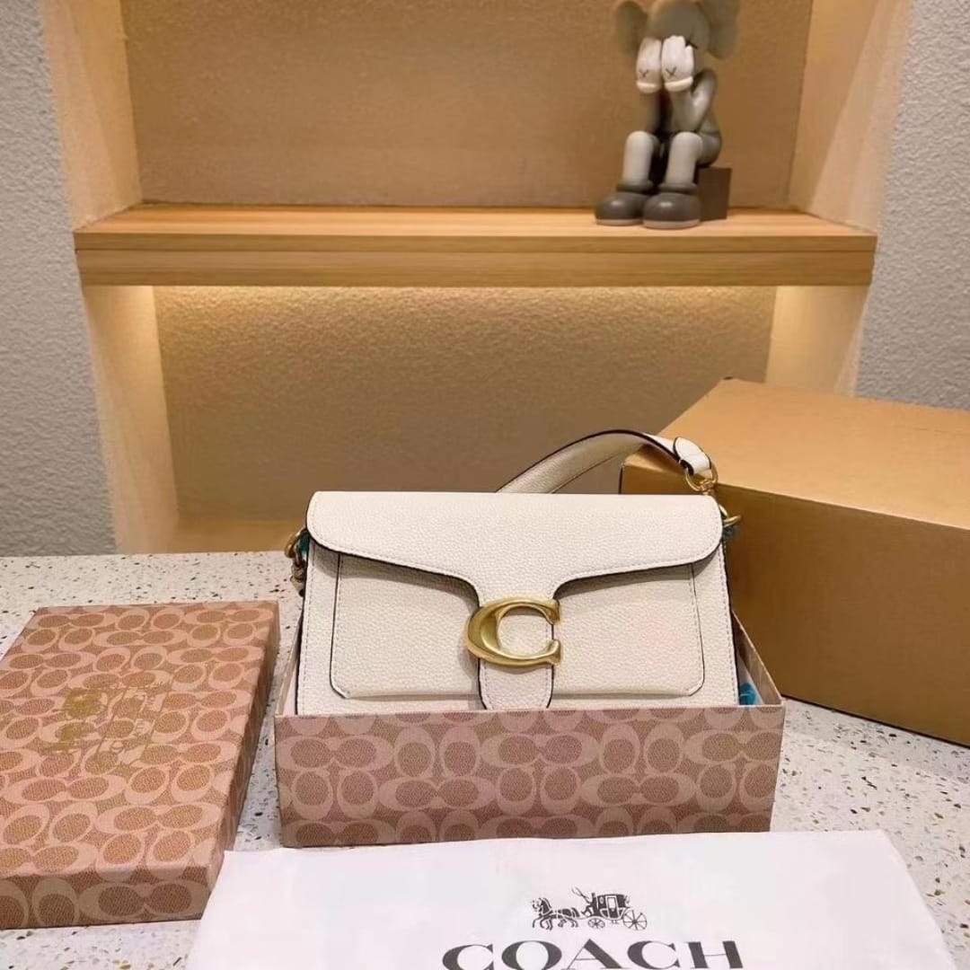 My project (2) Coach Plaque White Shoulder Bag (With Box)