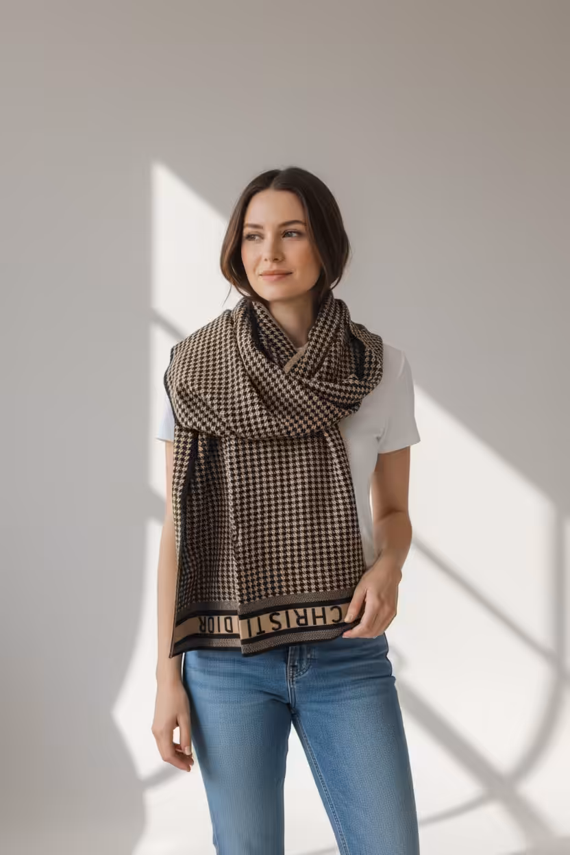 Photoroom_20251127_000624 Dior Black Brown Bobby Woolen Stole