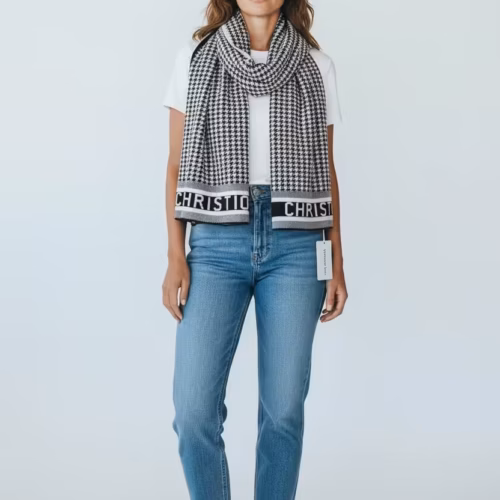 Dior Black White Bobby Woolen Stole