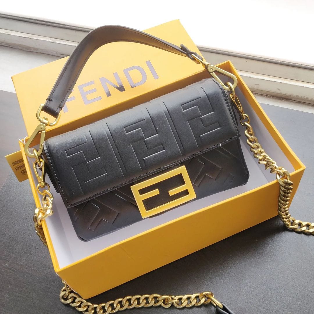 WhatsApp Image 2022-06-29 at 6.39.12 PM (2) Fendi Baguette Mini Black Sling Bag (With Box)