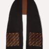 Fendi Black Brown Unisex Muffler