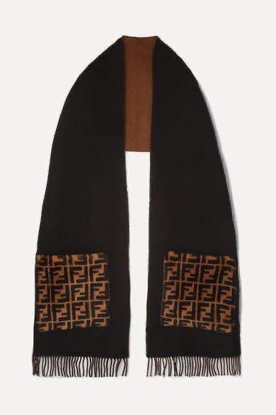 Fendi Black Brown Unisex Muffler