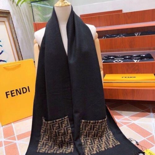 Fendi Black Brown Unisex Muffler