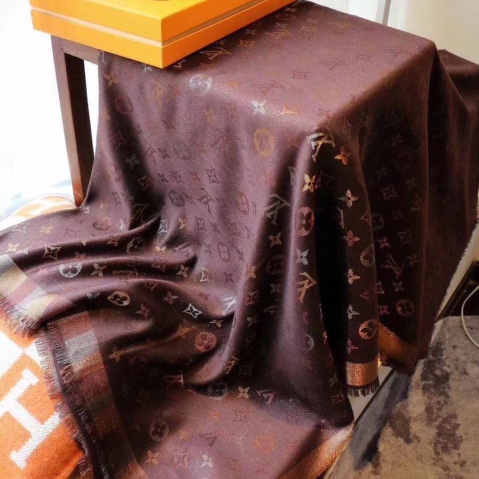 Louis Vuitton Shimmer Big Size Semi Coffee Woolen Stole Unisex