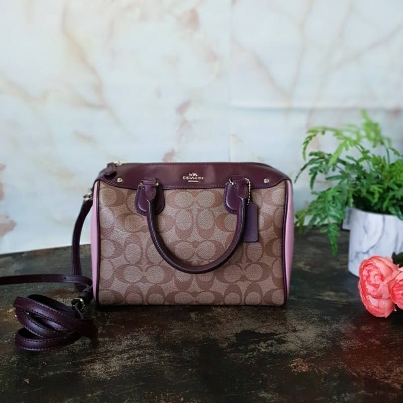 Coach Mini Bennett Satchel Wine Pink Handbag (With Box)