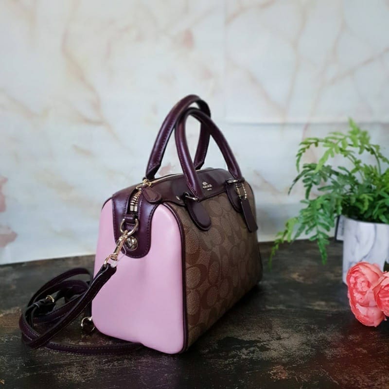 Coach Mini Bennett Satchel Wine Pink Handbag (With Box)