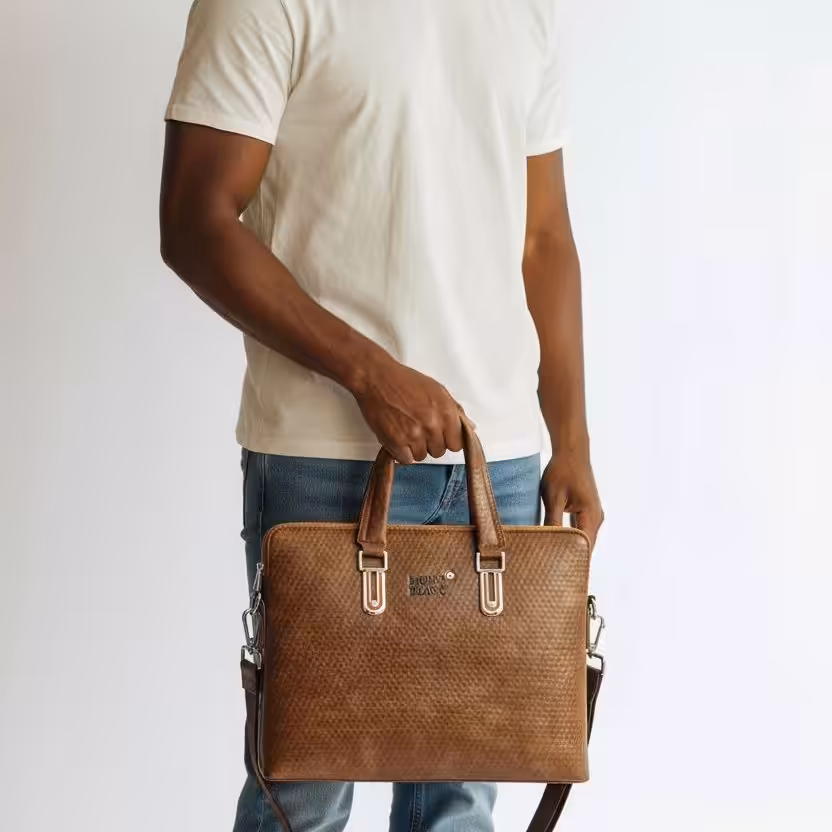 Mont Blanc Brown Laptop Bag