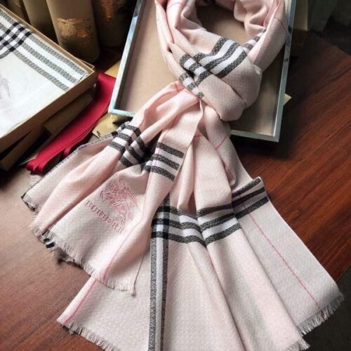 Burberry Pink Colour High Quality Semi Woollen Stole Unisex