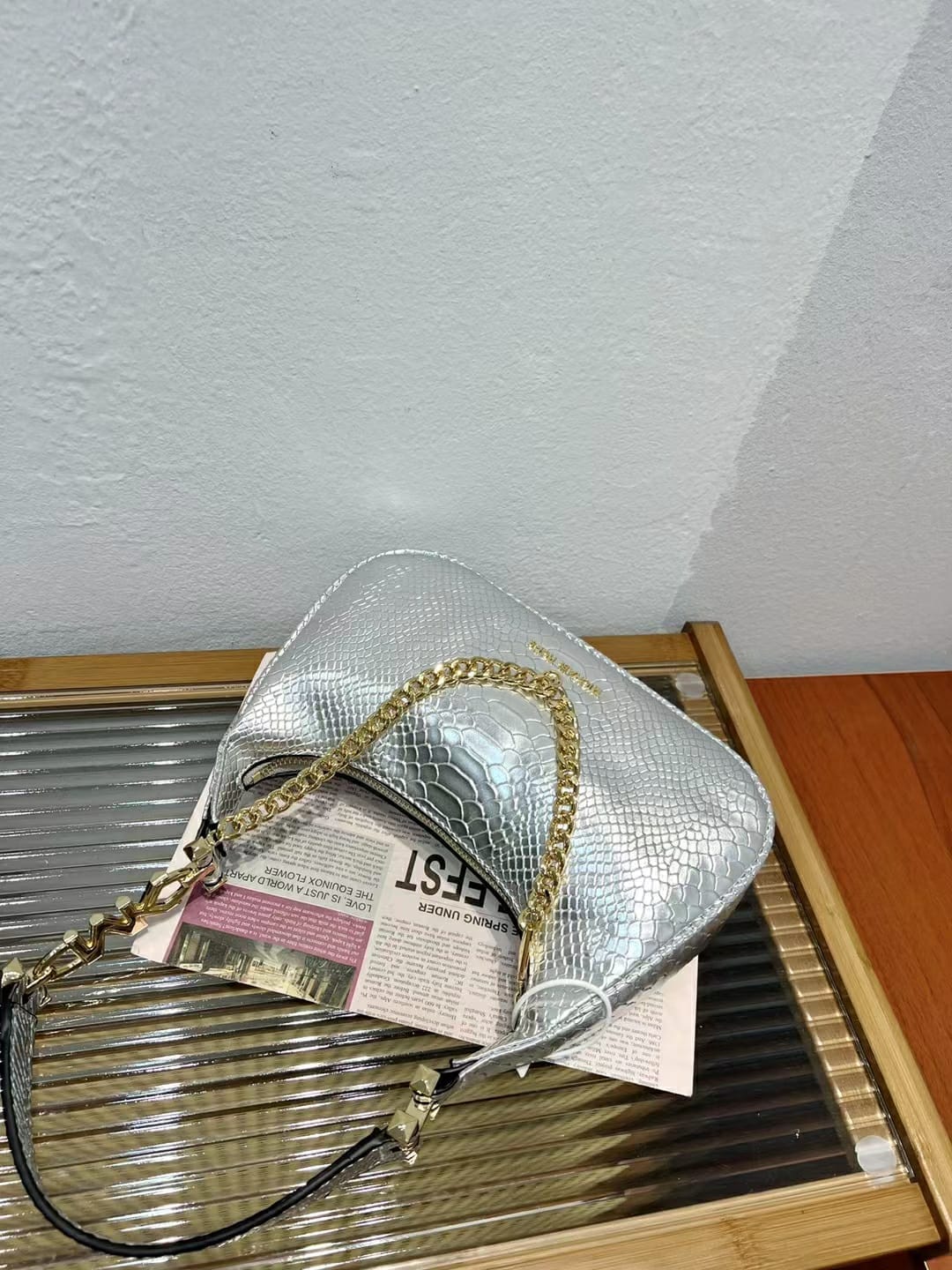Michael kors Piper Metallic Silver Shoulder Bag (With Box)