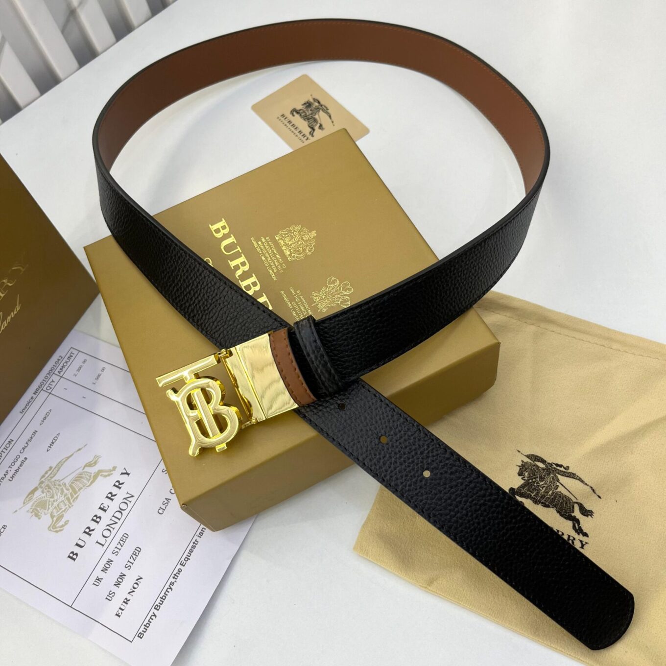 WhatsApp Image 2024-06-03 at 7.40.55 PM Burberry TB Black Brown Reversible Premium Unisex Belt