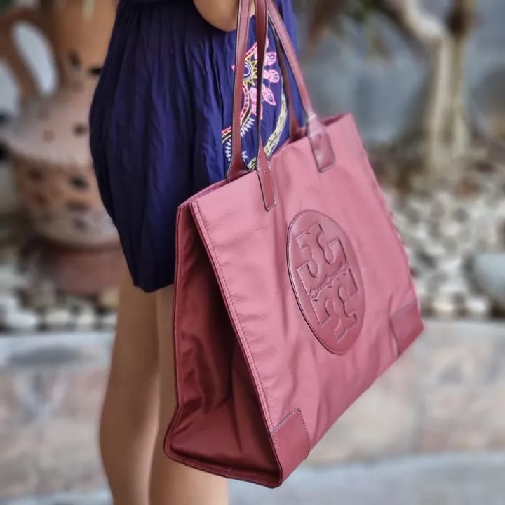 Tory Burch Ella Maroon Tote Bag (With Box)