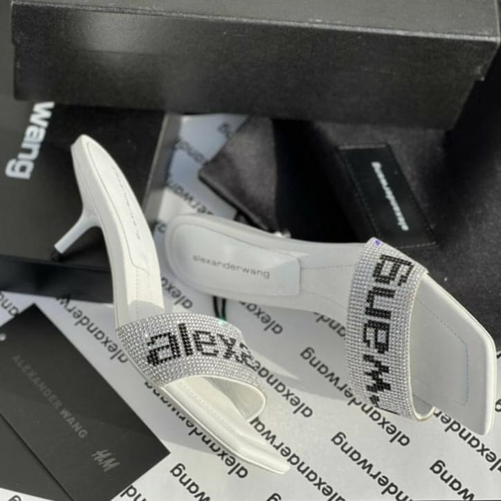 Alexander Wang Jessie Crystal White Mule Heel