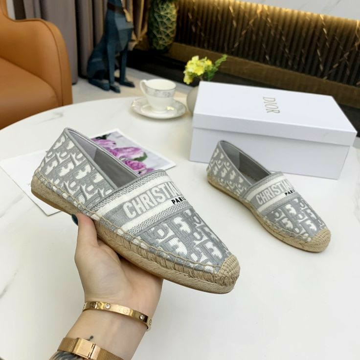 WhatsApp Image 2023-01-11 at 5.52.59 PM Dior Granville Espadrille Grey Letter Flat Shoe