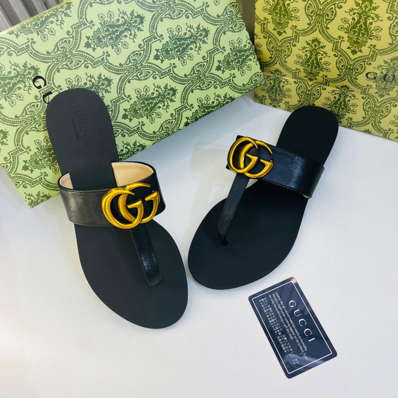WhatsApp Image 2024-12-02 at 3.19.10 PM (2) Gucci Black GG Thong Slide