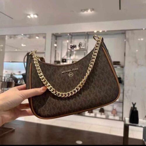 Michael Kors Jet Set Coffee Charm Pochette (With Box)