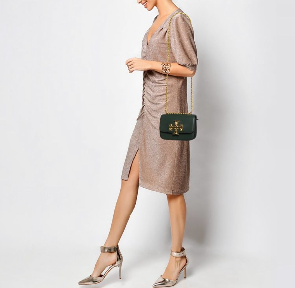 Tory Burch Eleanor Green Sling Bag (With Box)