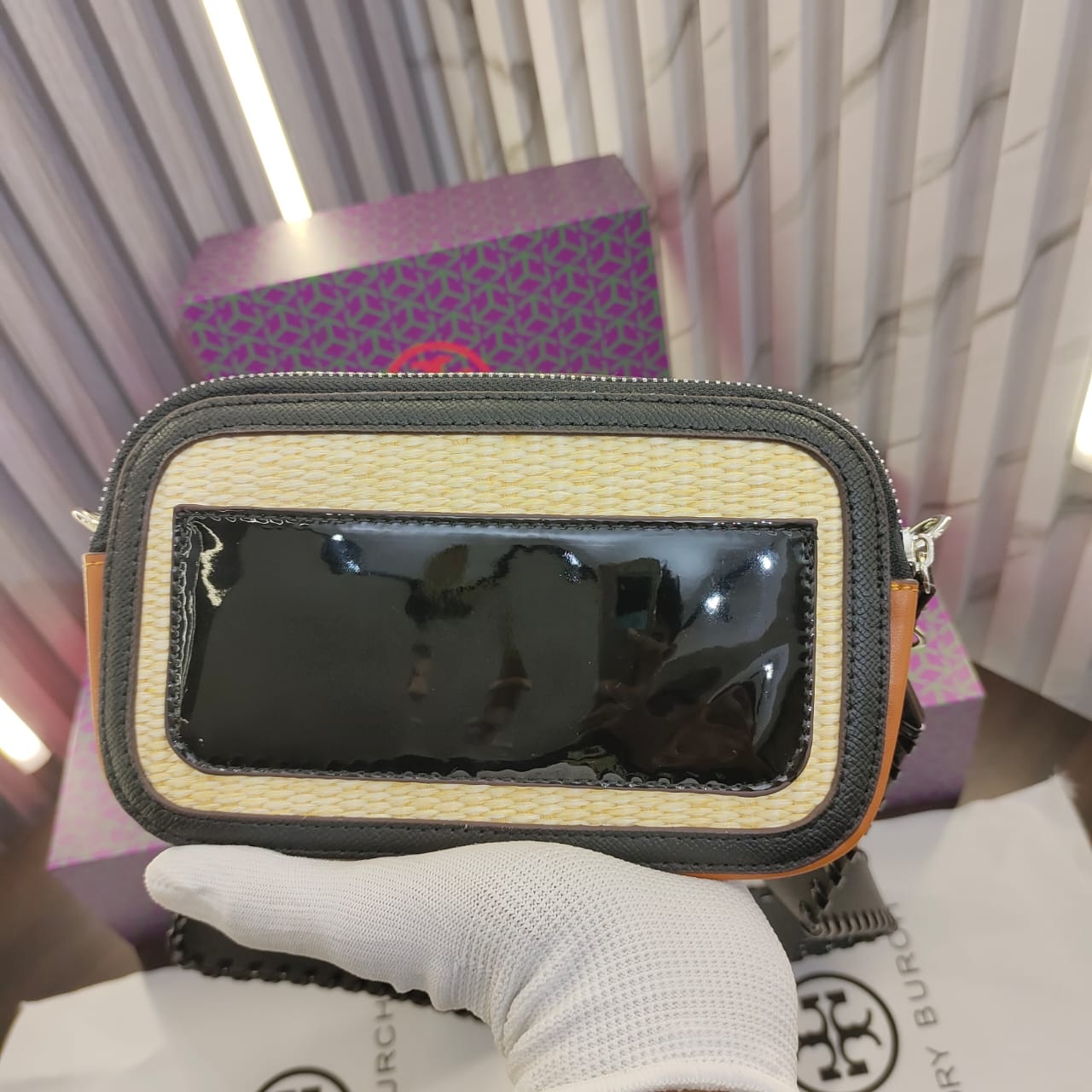 Tory Burch Mini Jute Blend Camera Bag (With Double box packaging)