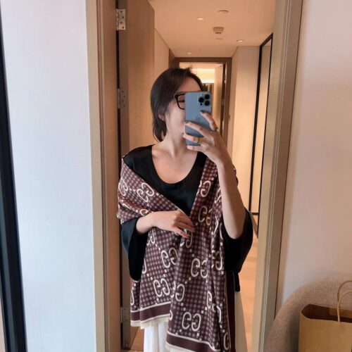 Gucci Wollen Coffee Colour Stole (With Box)