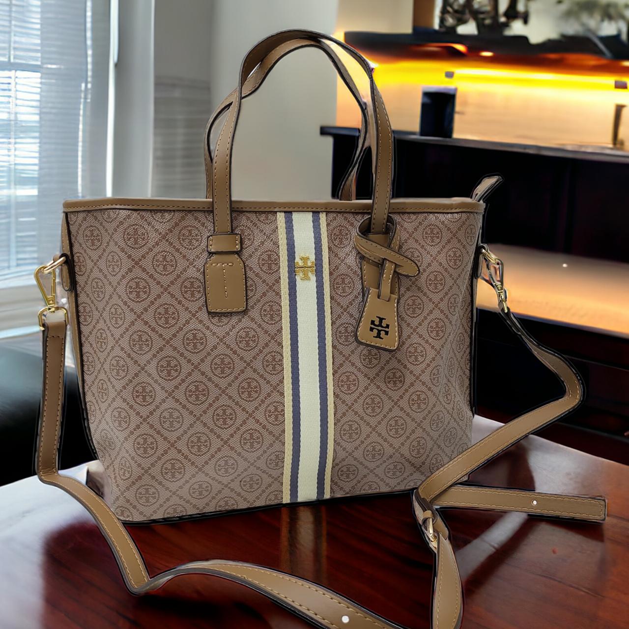 WhatsApp Image 2024-01-09 at 17.52.43_3a6c6b75 Tory Burch Khaki T Monogram Tote Bag