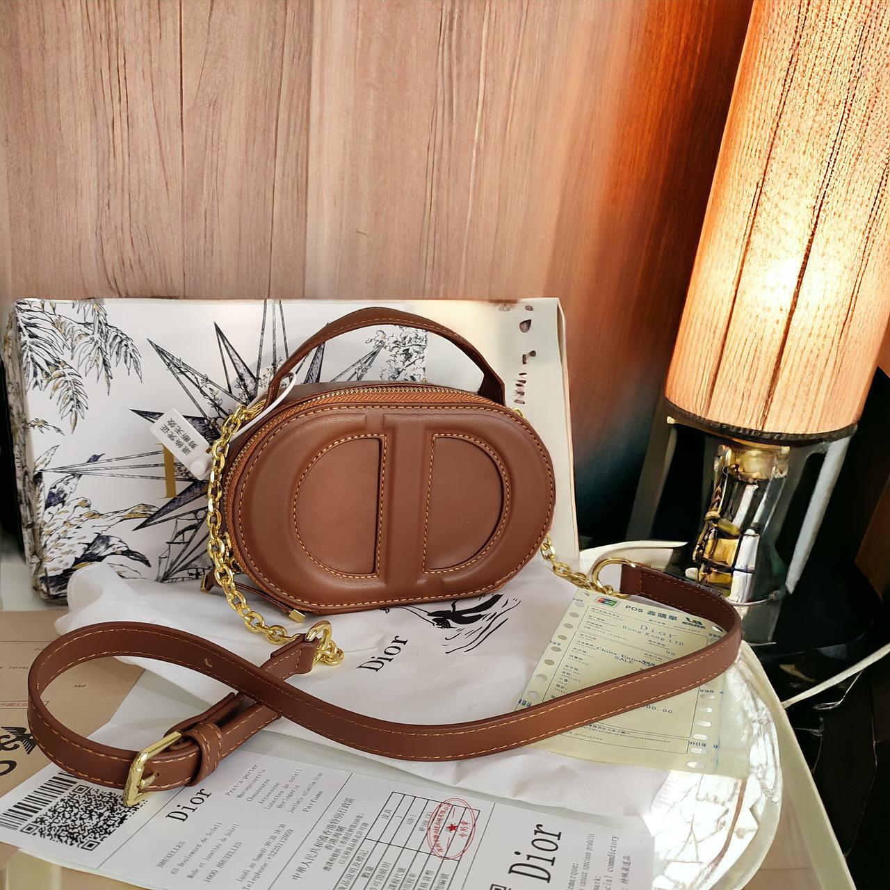 WhatsApp Image 2024-01-17 at 11.23.28_7ba8614e Christian Dior CD Brown Oval Camera Bag (With Box)