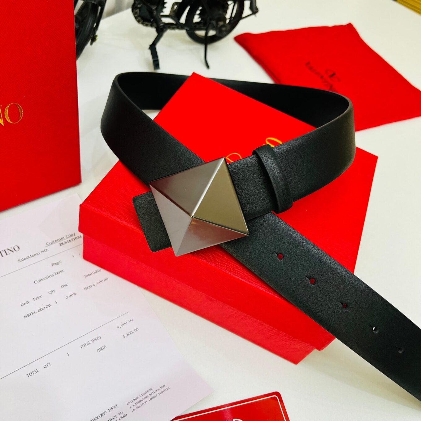 Valentino One Stud Black Belt For Women