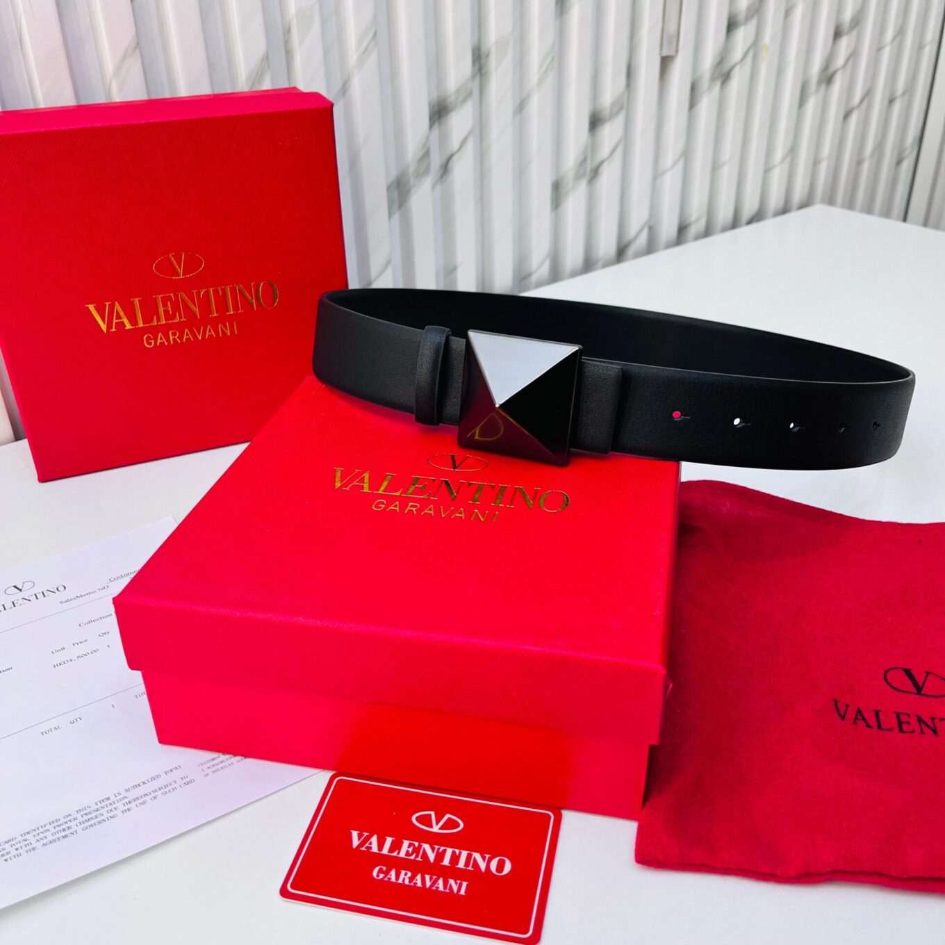 Valentino One Stud Black Belt For Women