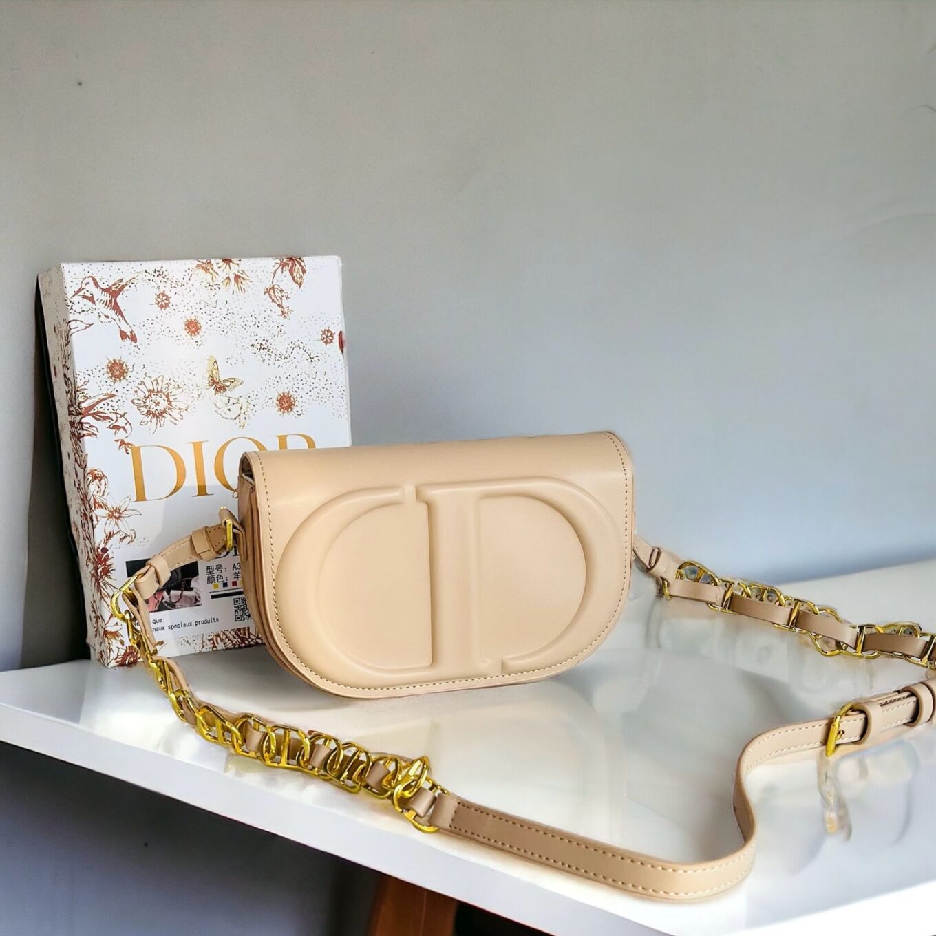 WhatsApp Image 2024-02-06 at 17.01.07_7de49d57 Christian Dior CD Apricot Sling Bag (With Box)