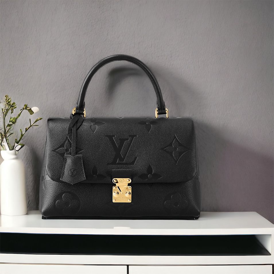 Louis Vuitton Black Embossed Madeleine Handbag (With Box)