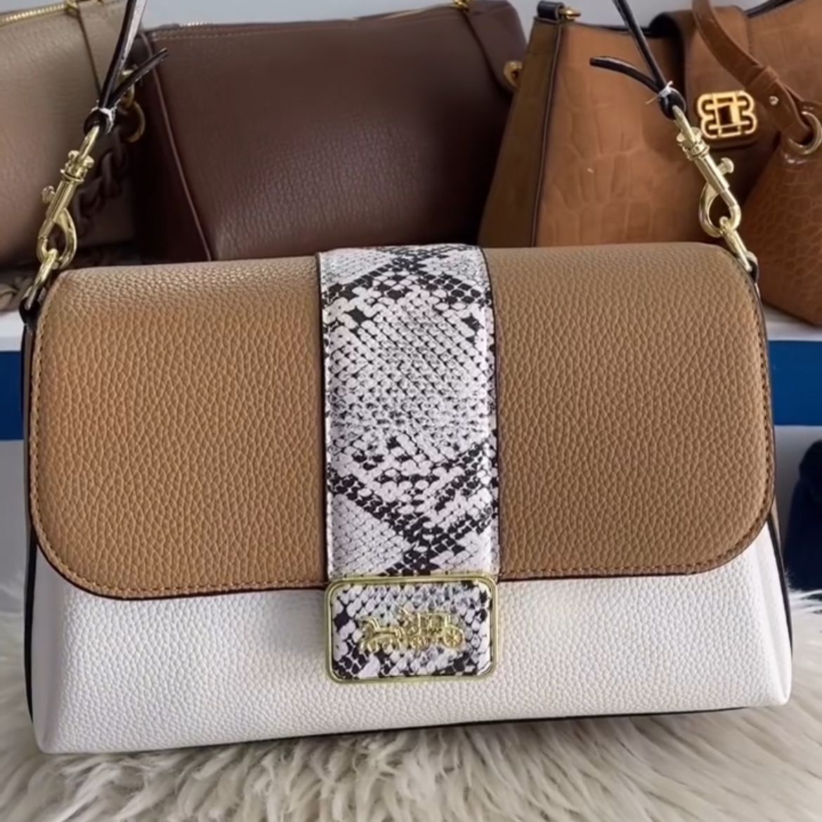 WhatsApp Image 2024-05-17 at 5.38.32 PM Coach Grace Large Khaki White Shoulder Bag (With Box)