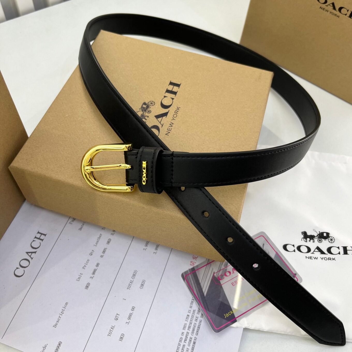 Coach Black Formal Pin Buckle Unisex Belt