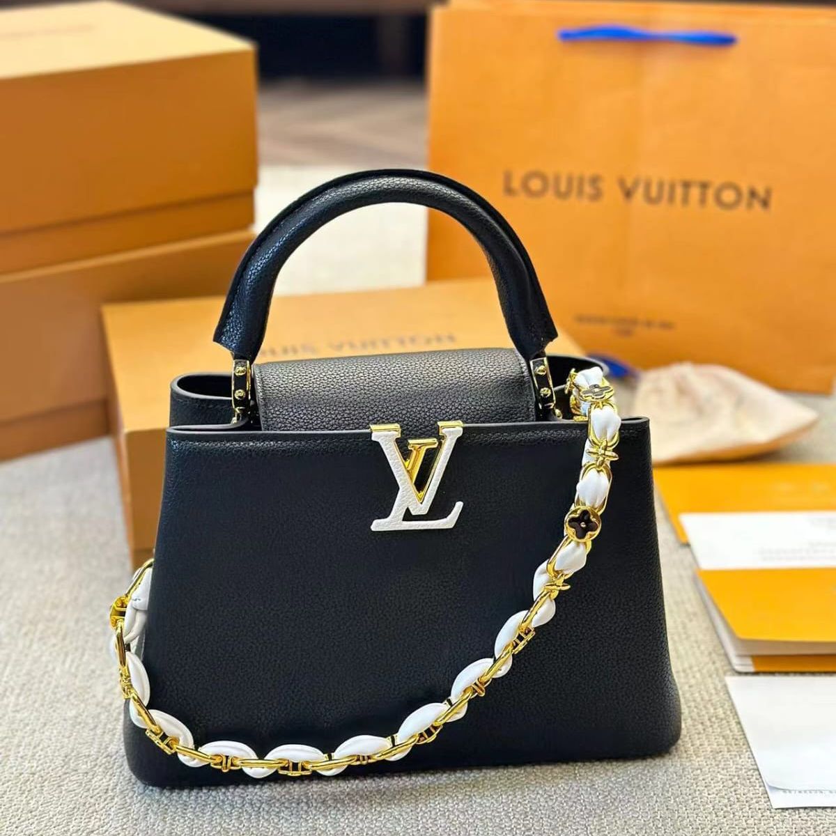 Louis Vuitton Black Capucines Handbag Premium Quality  (With Box)