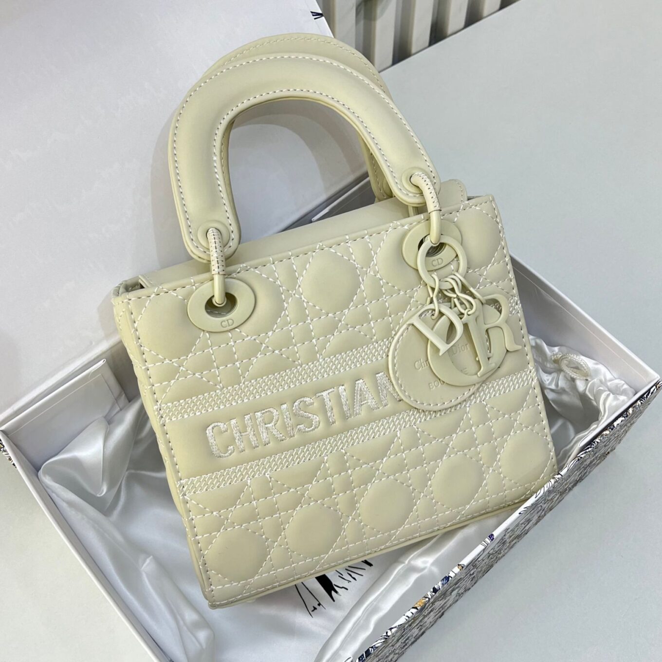 WhatsApp Image 2024-08-05 at 8.03.35 PM Dior Off White Matte Lady Dior Handbag (With Box)