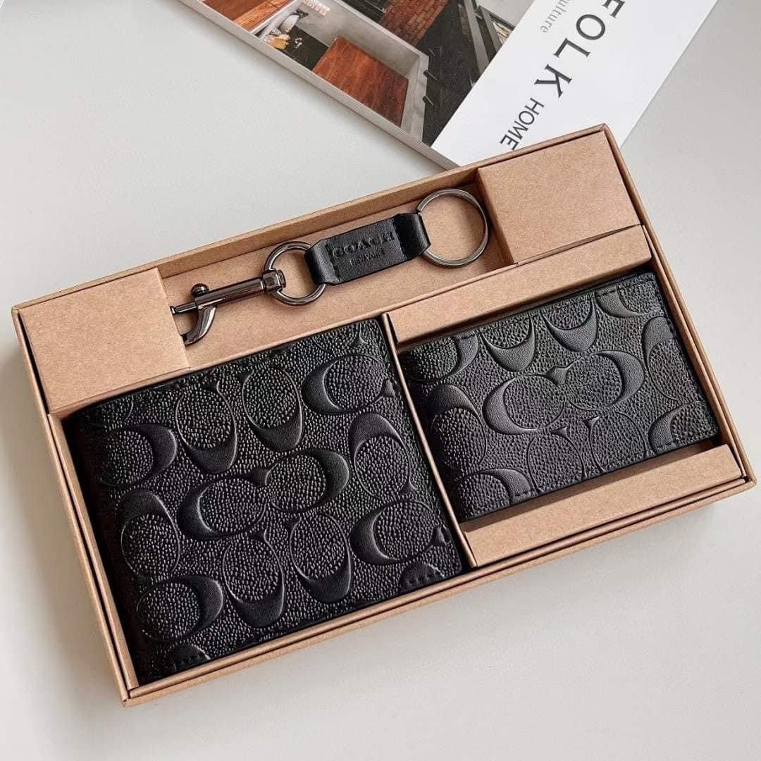 Coach Black Embossed Premium Men’s Wallet Gift Set