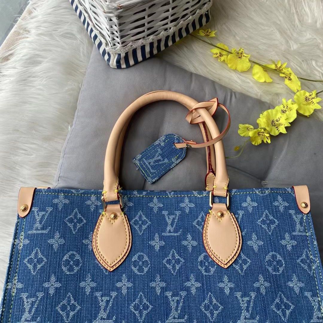 Louis Vuitton On The Go Denim 35cm Handbag