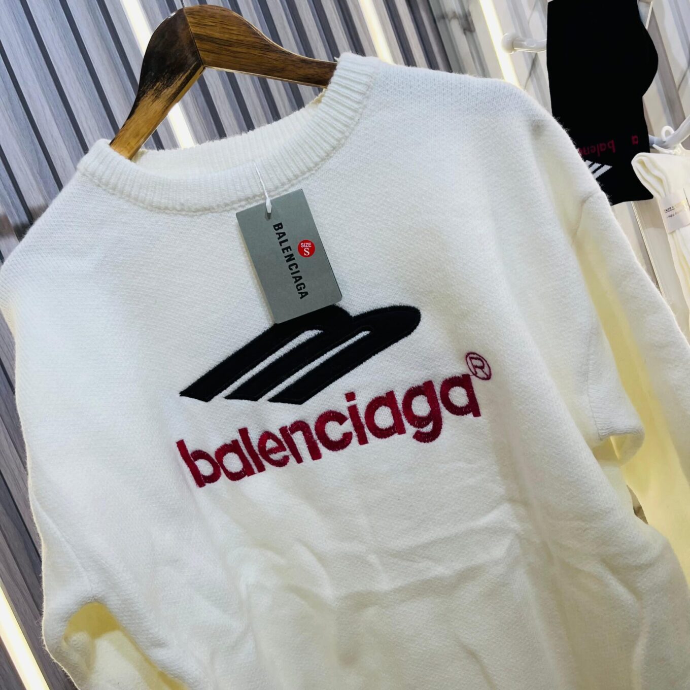 WhatsApp Image 2024-10-22 at 5.18.45 PM Balenciaga Round Neck White Long Sweater With Matching Long Socks