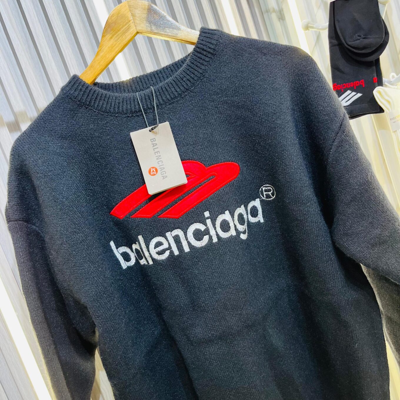 WhatsApp Image 2024-10-22 at 5.26.34 PM (2) Balenciaga Round Neck Black Long Sweater With Matching Long Socks
