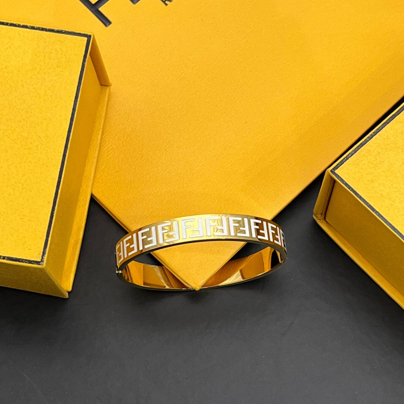 WhatsApp Image 2024-12-02 at 6.00.24 PM Fendi Gold FF White Bracelet