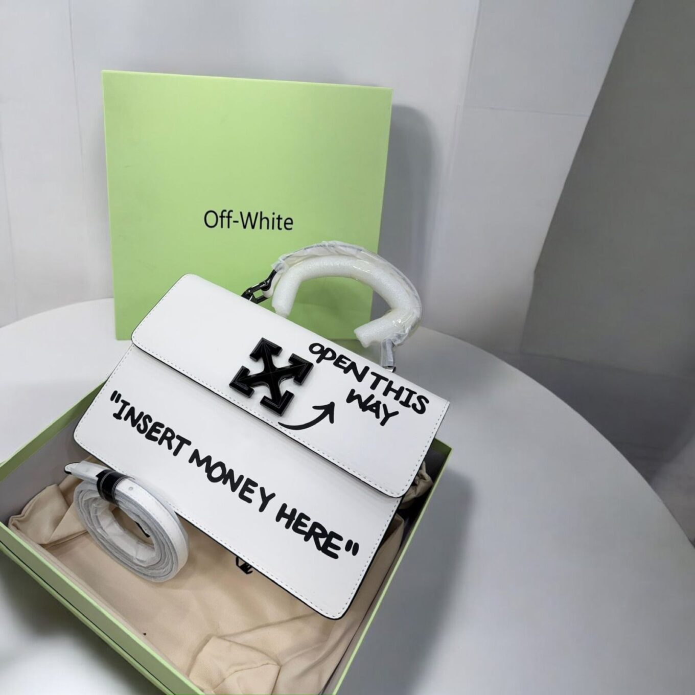 Off White Jitney Top Handle White Bag (With Box)