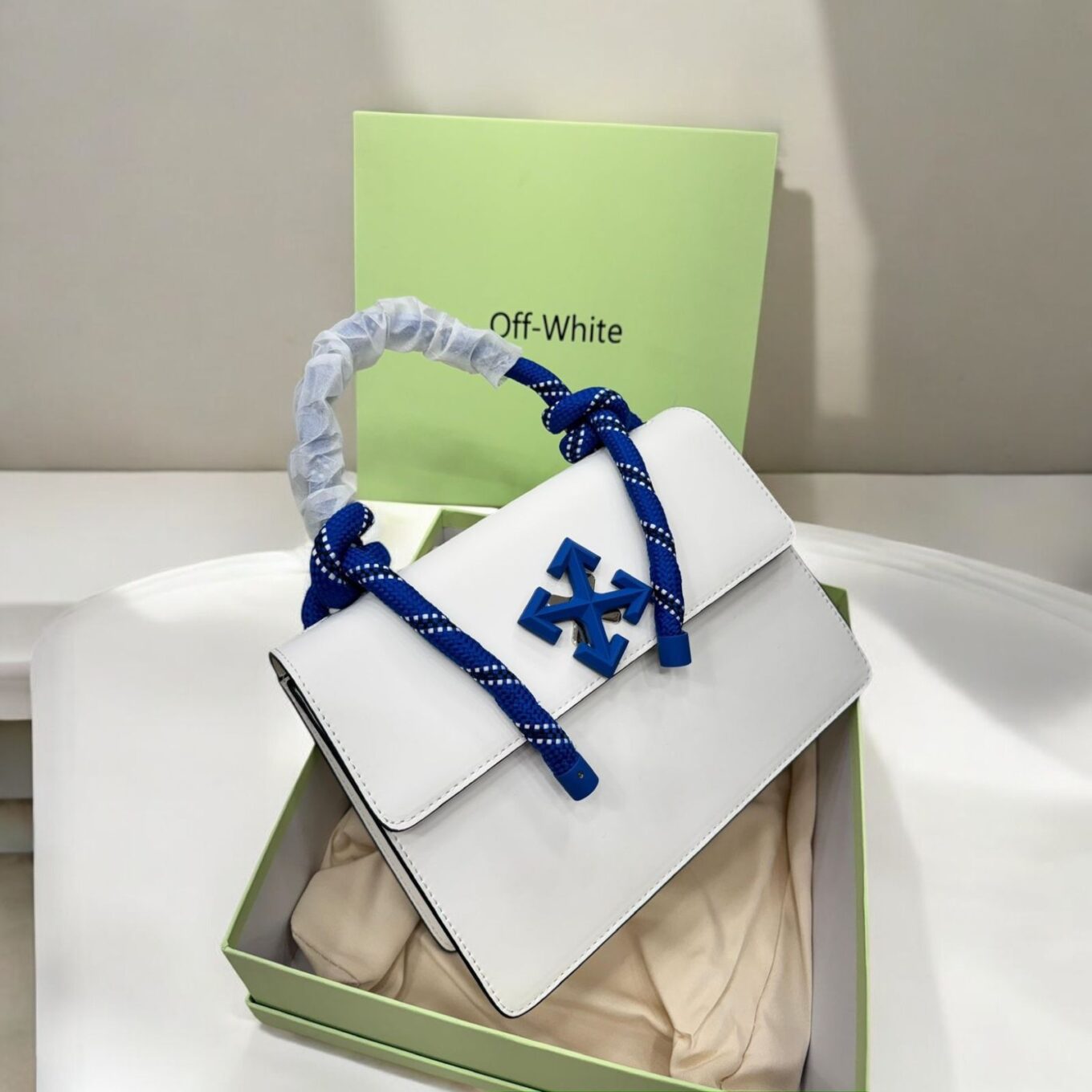 Off White Jitney Top Handle White Bag (With Box)