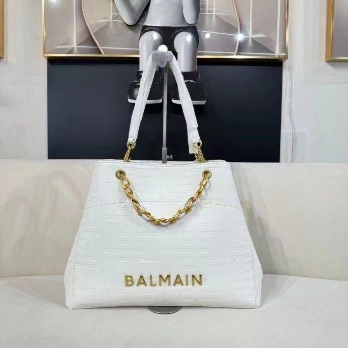 WhatsApp Image 2025-01-31 at 4.30.41 PM Balmain 1945 White Embossed Tote Bag