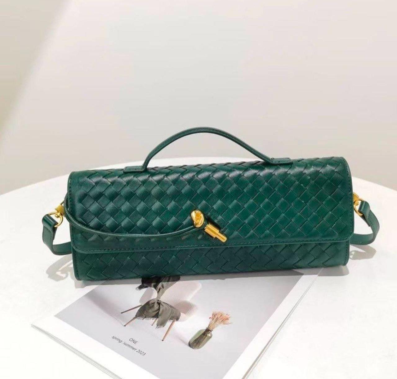 Bottega Veneta Green Long Andiamo Clutch Bag (With Box)