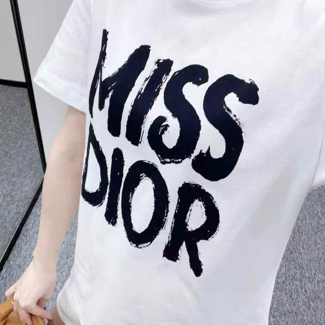 Miss Dior White Black Oversized T-shirt  For Women