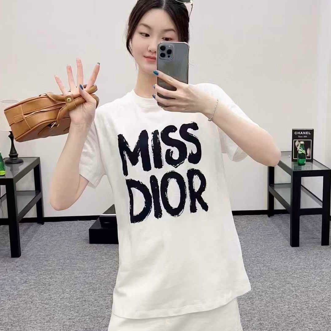 Miss Dior White Black Oversized T-shirt  For Women